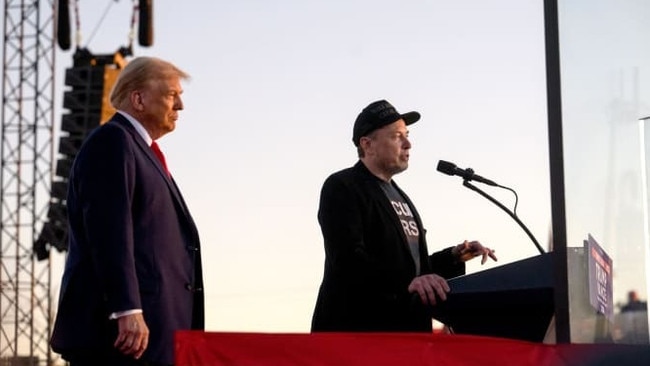 Elon Musk appeared on stage with former President Donald Trump during a campaign event. Picture: Justin Merriman/Bloomberg News/WSJ