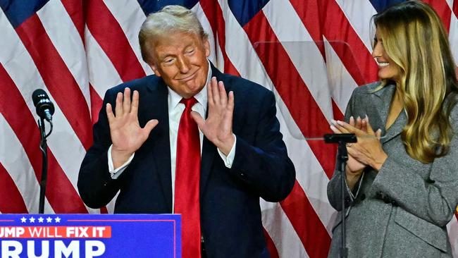 Donald Trump with wife Melania on election night. Picture: Jim Watson/AFP