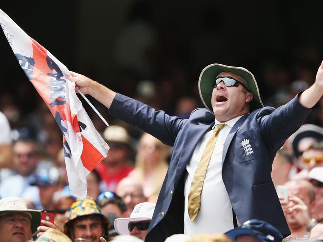 MELBOURNE, AUSTRALIA - DECEMBER 29: A Barmy Army member sings during day four of the Fourth Test Match in the 2017/18 Ashes series between Australia and England at Melbourne Cricket Ground on December 29, 2017 in Melbourne, Australia.  (Photo by Michael Dodge/Getty Images)