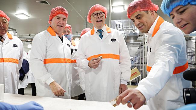 Prime Minister Anthony Albanese visiting the Darrell Lea factory in Ingleburn late last year. Picture: Adam Yip