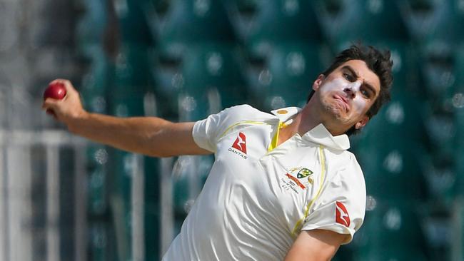 Australian Test captain Pat Cummins in action against Pakistan. Picture: Aamir QURESHI/AFP