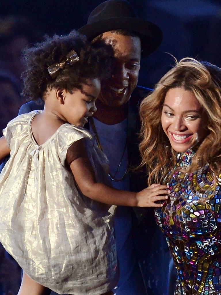 Blue, Jay Z and Beyonce in 2014.