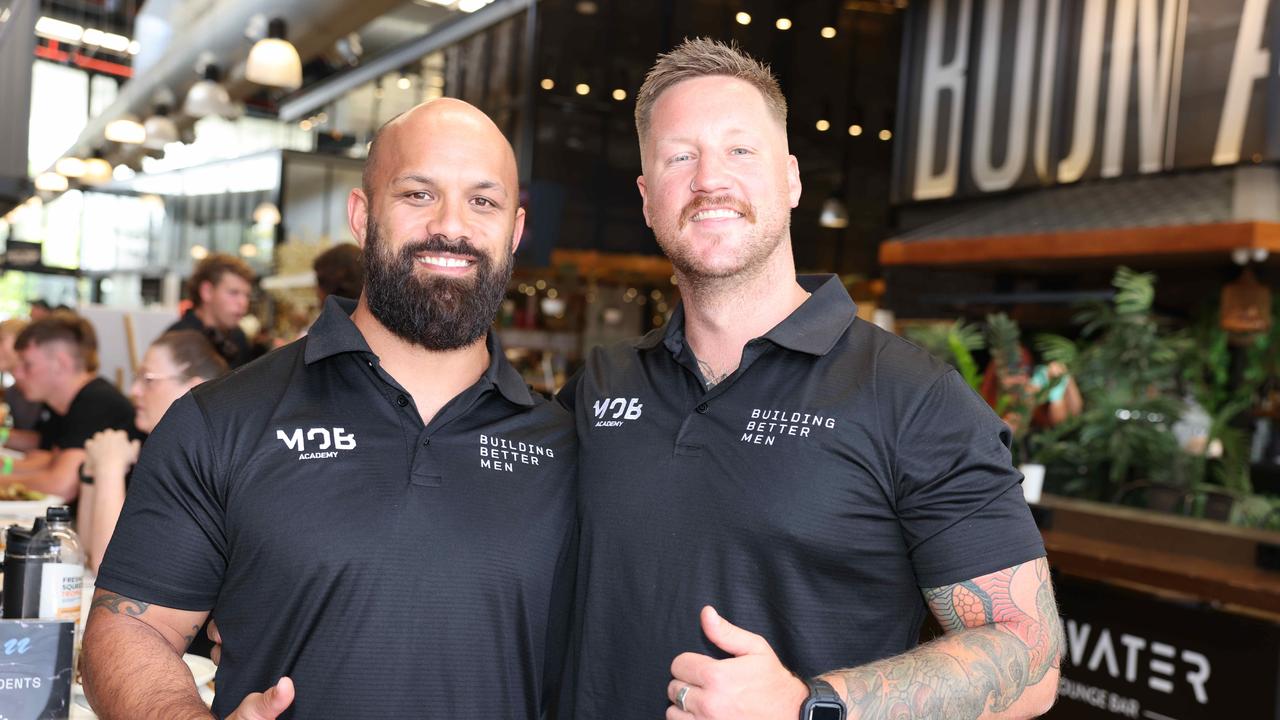 Ash Harawira Naera and James Small at the M.O.B Academy Charity Lunch Edgewater Dinner and Lounge Capri on Via Roma for Gold Coast at Large. Picture, Portia Large.