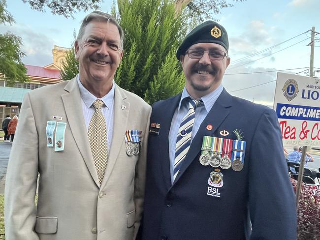 Former police officer David Upston with his son, Maryborough RSL Sub-branch president Andrew Upston, who served in Afghanistan.