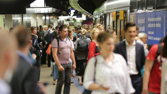 Peak hour chaos at Martin Place. Picture: Christian Gilles