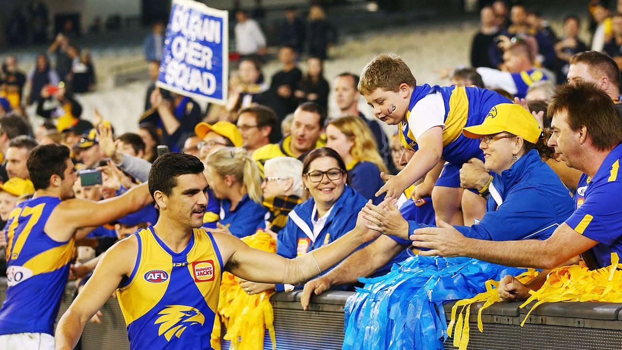 West Coast celebrate victory on the road at the MCG.