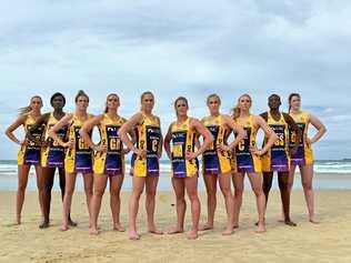 LIGHTNING: Sunshine Coast Lightning athletes Cara Koenen, Phumza Maweni, Karla Pretorius, Steph Wood, Laura Langman, Laura Scherian, Jacqui Russell, Madeline McAuliffe, Peace Proscovia and Annika Lee-Jones. Picture: Patrick Woods