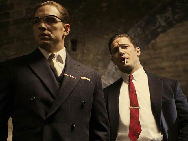 Tom Hardy plays both brothers in the 2015 film ‘Legend’. Picture: Supplied