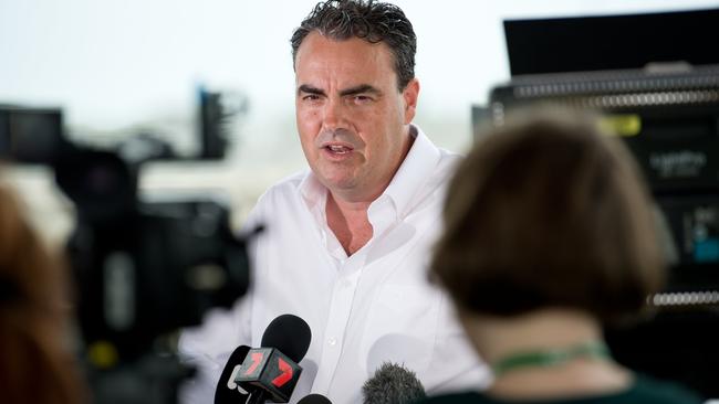 Jason Costigan faced media in Mackay on Thursday to deny the harassment allegations.