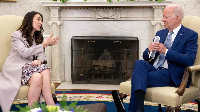 Joe Biden meets Jacinda Ardern in the Oval Office. Picture: AFP.