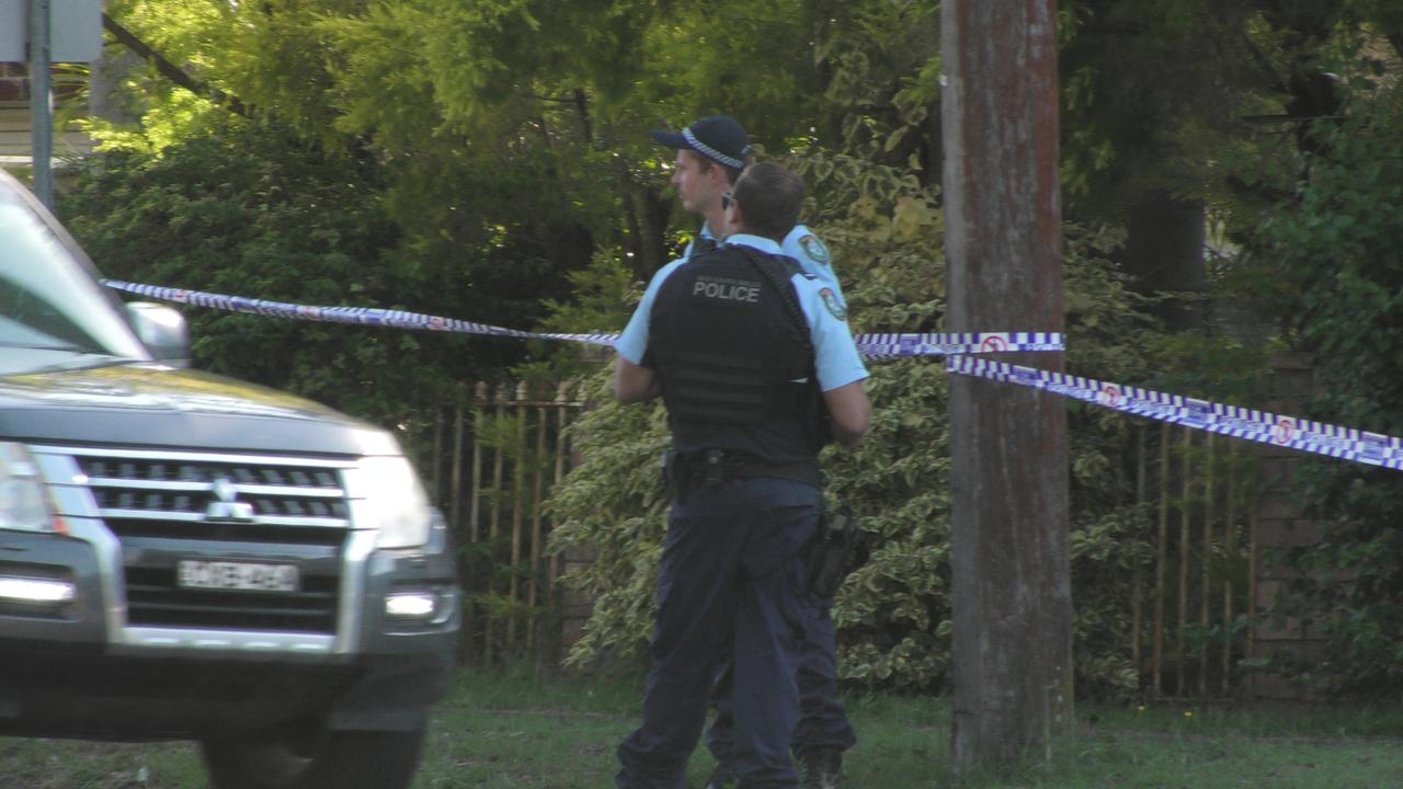 Police on Ocean Rd at Woy Woy as they investigate a young man allegedly being stabbed in the neck. Picture: Satria Dyer-Darmawan