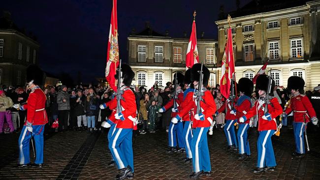 The Royal Life Guard transfers the three royal flags from Christian IX’s Palace to Frederik VIII’s Palace after the proclamation of HM King Frederik X and HM Queen Mary of Denmark. Picture: Getty Images.