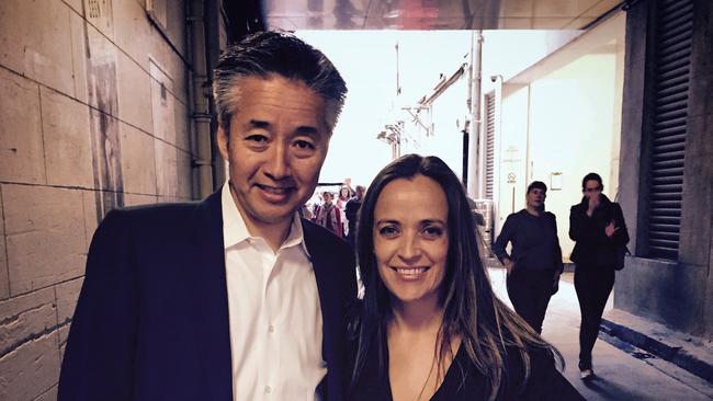 Peedom and Norbu Tenzing, the son of Tenzing Norgay, at the world premiere of Sherpa at the Sydney Film Festival in 2015. Picture: Supplied