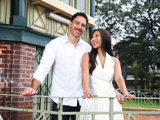 Former NRL player Corey Norman and partner Nicole Shiraz. Pictured in Darlinghurst. Picture: Rohan Kelly.