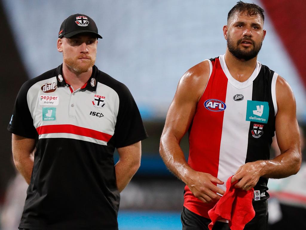 Paddy Ryder with Jarryd Roughead.