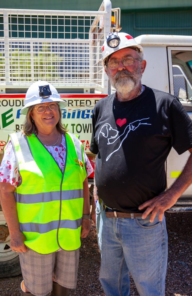 Mount Isa Coaches owner Michelle Valinoti and Outback at Isa tour guide Steve Carson.