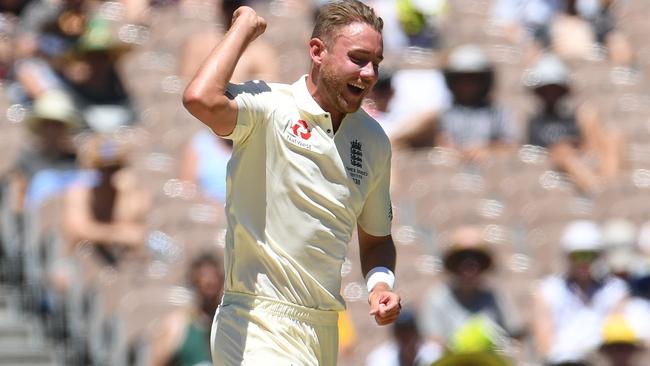 Stuart Broad celebrates after dismissing Jackson Bird on day two of the Boxing Day Test. Picture: AAP.