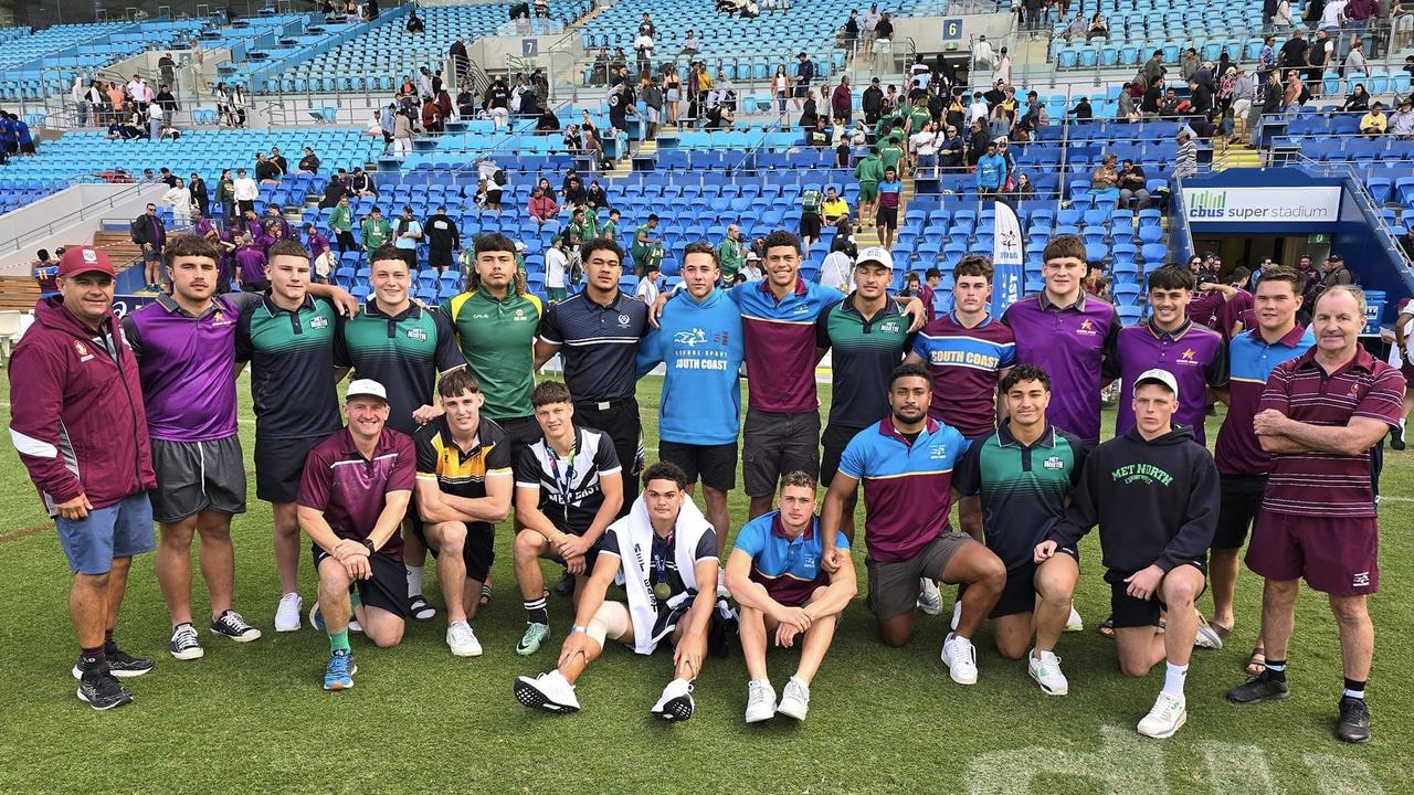 The 2024 Queensland Under 16-16 rugby league representative team, selected after trials on the Gold Coast. Picture: QSSRL