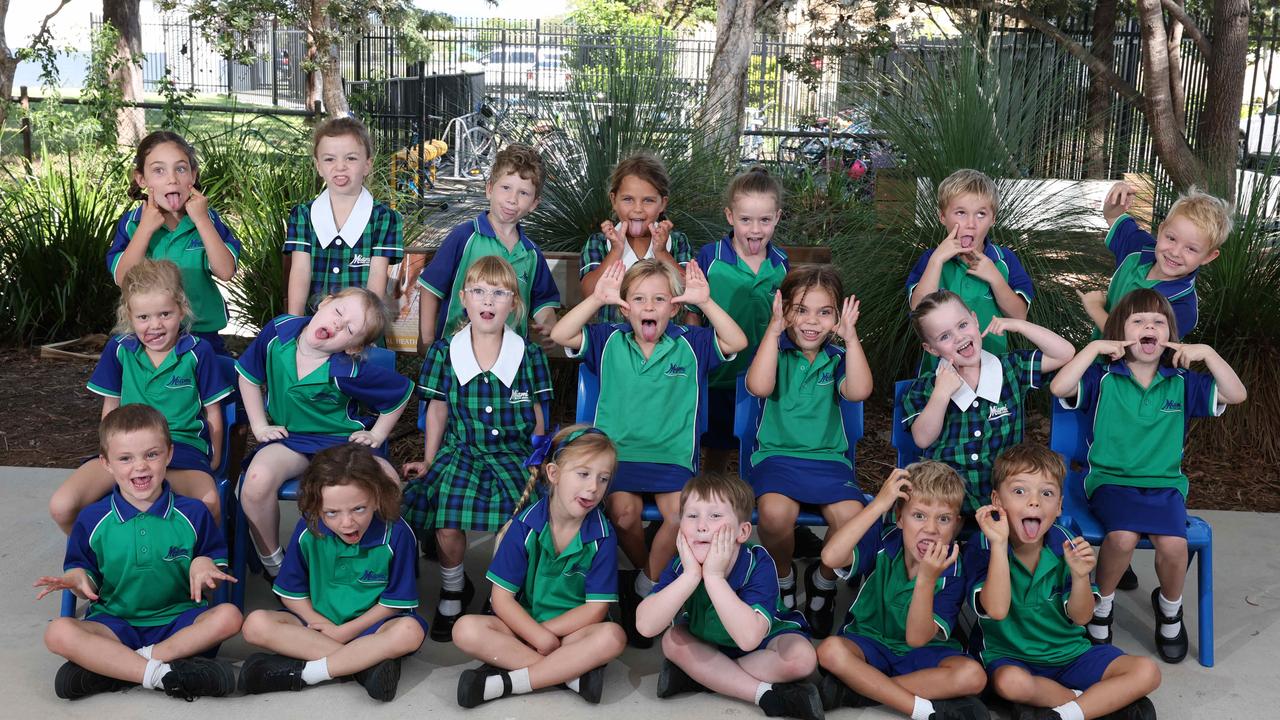 My First Year: Miami State School Prep E. L-R Front row: Dylan, Ace, Ava, Macallan, Jesse, Sunny. Middle row: Abby, Rylee, Flo, Sophie, Bambie, Frankie, Hannah. Back row: Lucia, Hunter, Brodie, Stella, Ivy, Tavish, Caleb. Picture Glenn Hampson