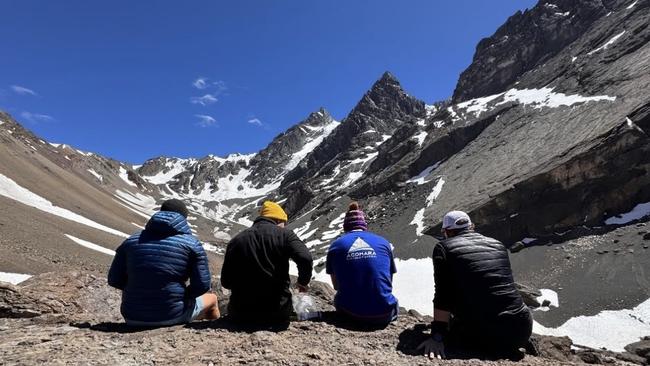 Campbell Brown with the group as they prepare to climb Mt Aconcagua in the Andes.