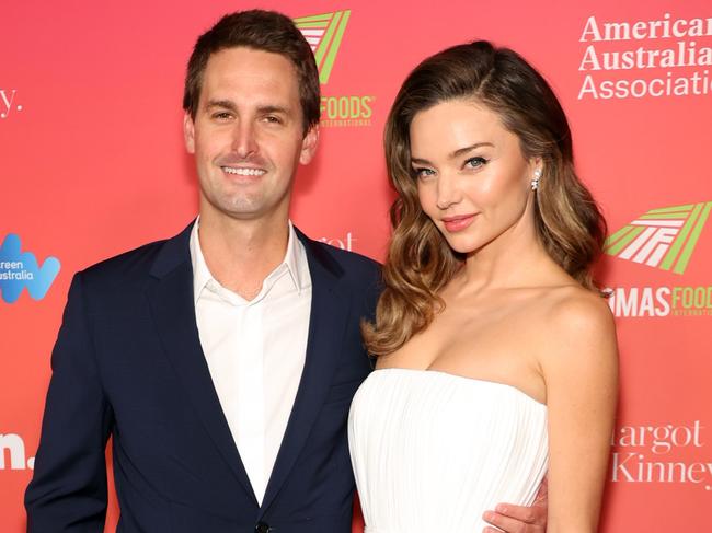 Miranda Kerr with billionaire husband Evan Spiegel. Picture: Getty Images