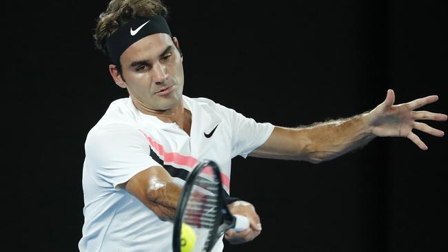 Roger Federer in action during his semi-final against Hyeon Chung.