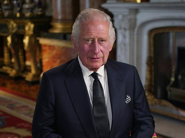 King Charles III delivers his address following the death of Queen Elizabeth II. Picture: Getty