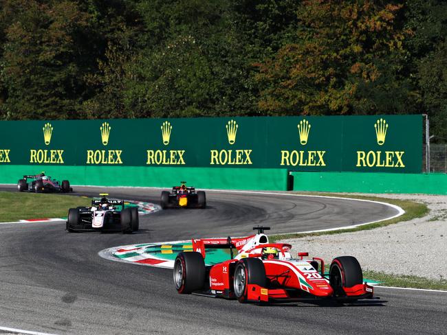 Mick Schumacher racing during the Formula 2 Championship at Monza.