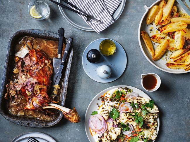 George Calombaris's Easter slow-cooked lamb with 40 garlic cloves.