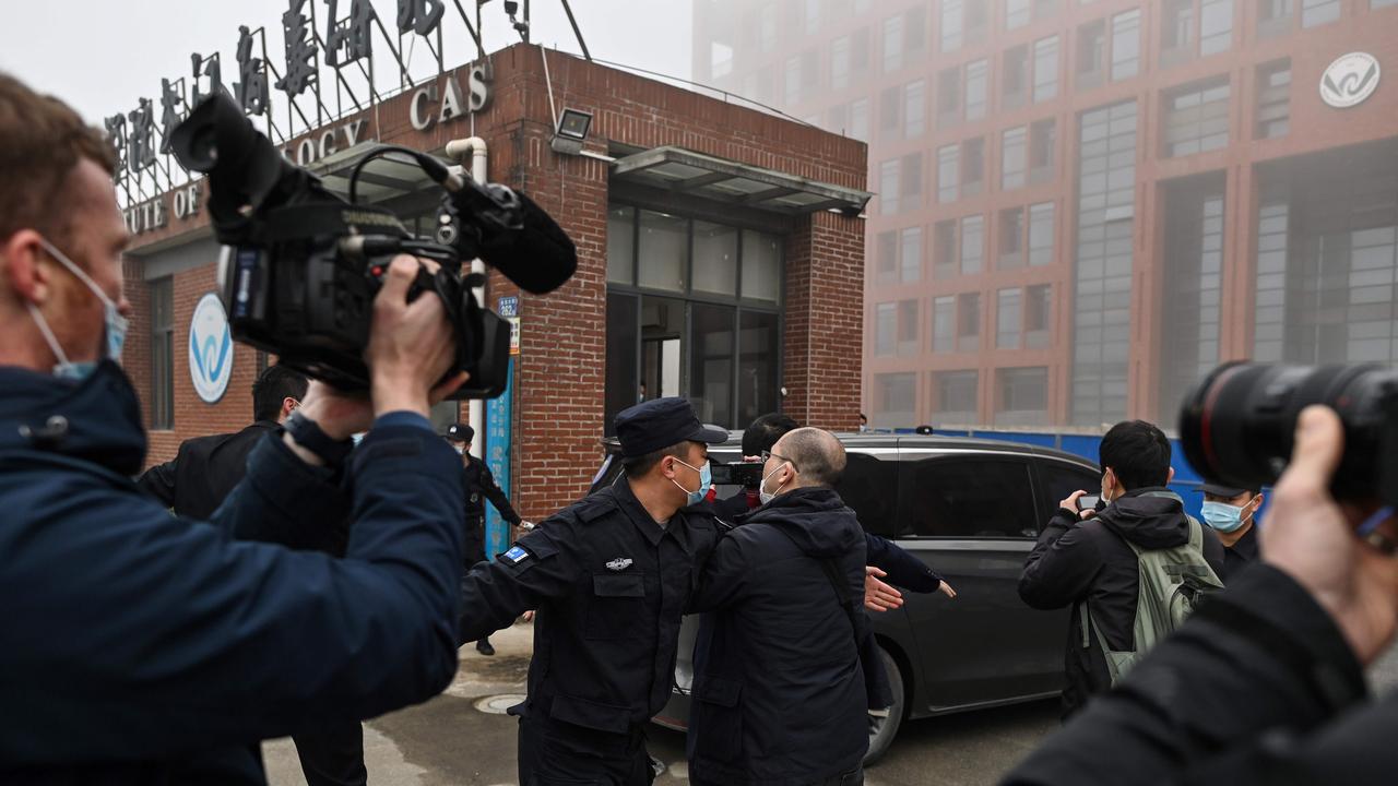 Members of the World Health Organisation team investigating the origins of the COVID-19 coronavirus, arrive at the Wuhan Institute of Virology in Wuhan in February. Picture: AFP