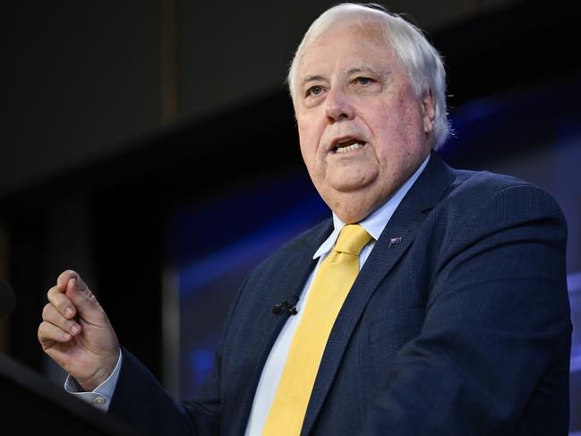 CANBERRA, AUSTRALIA  - NewsWire Photos - March 13, 2025: Clive Palmer, Chairman and party spokesperson for Trumpet of Patriots addresses the National Press Club of Australia in Canberra on "How Trumpet of Patriots will impact the 2025 election". NewsWire / Martin Ollman