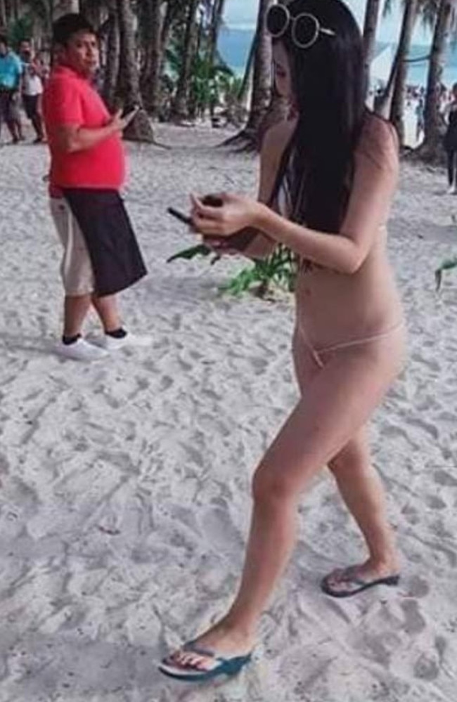 A Taiwanese found herself in hot water when she wore this tiny bikini to a beach in the Philippines, offending the locals. Picture: Facebook/Philip Pine Tastic