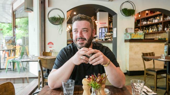 Chef Ben Skelton from Miss Perez Kitchen and Bar is one of hundreds of businesses and residents of Stirling in the Adelaide Hills who are recovering from a devastating storm last Saturday. Picture: Brenton Edwards