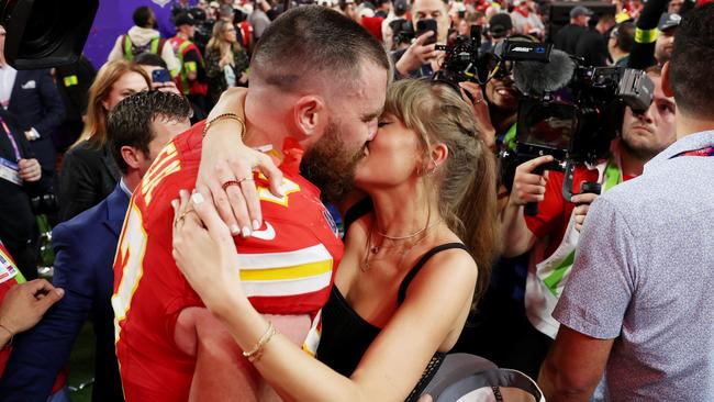 Swift was by Kelce’s side when his team won the Super Bowl last year. Picture: Ezra Shaw/Getty Images