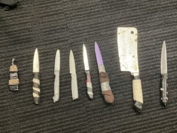 The man was found carrying seven knives. Picture: Queensland Police.