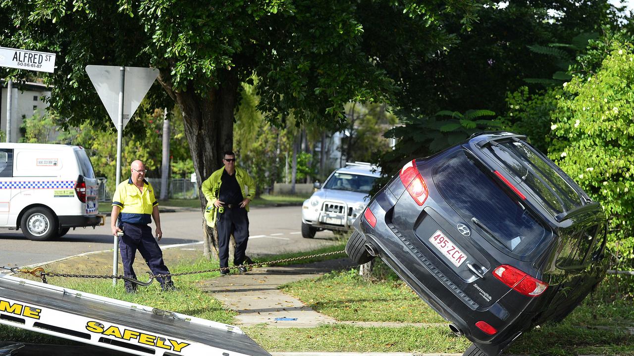 A woman was trapped in the wreckage of a vehicle following a two car crash in Townsville. The crash happened at the intersection of Elizabeth St and Alfred St in Aitkenvale. PICTURE: MATT TAYLOR.