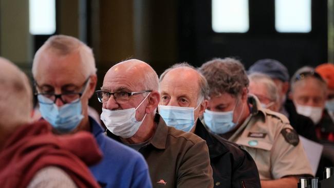 People attend the mass vaccination hub at the Royal Exhibition Building in Melbourne. Picture: AAP