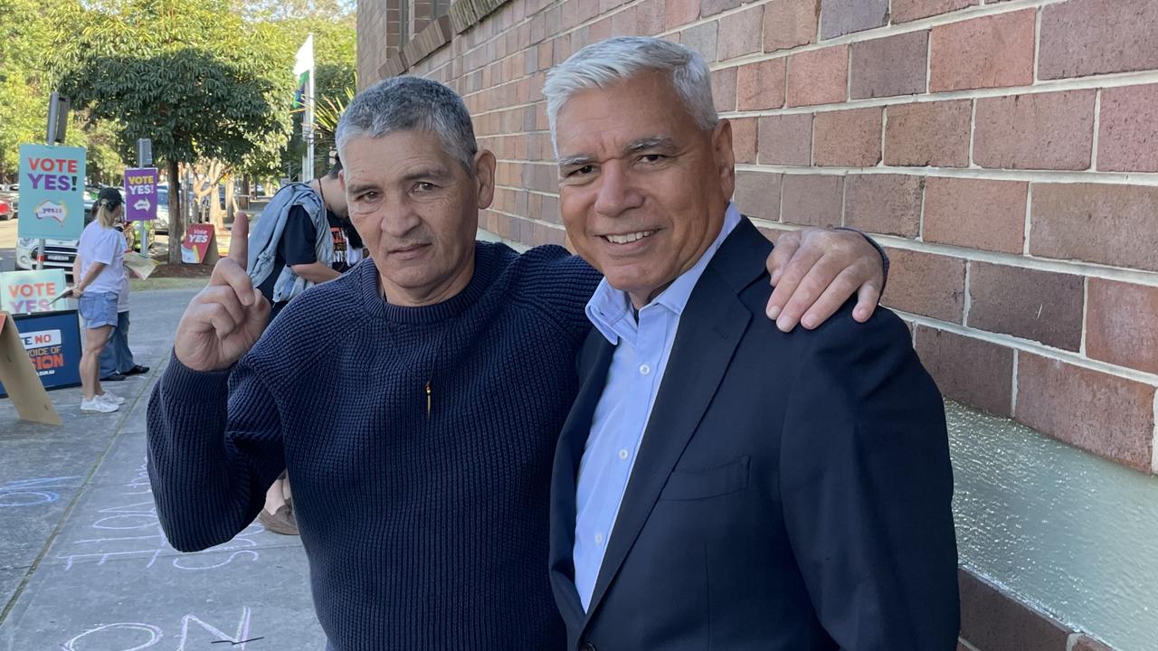 Mark Merriman, Gadigal elder and key No campaigner Warren Mundine at Randwick Town Hall. Picture: Alexi Demetriadi/The Australian