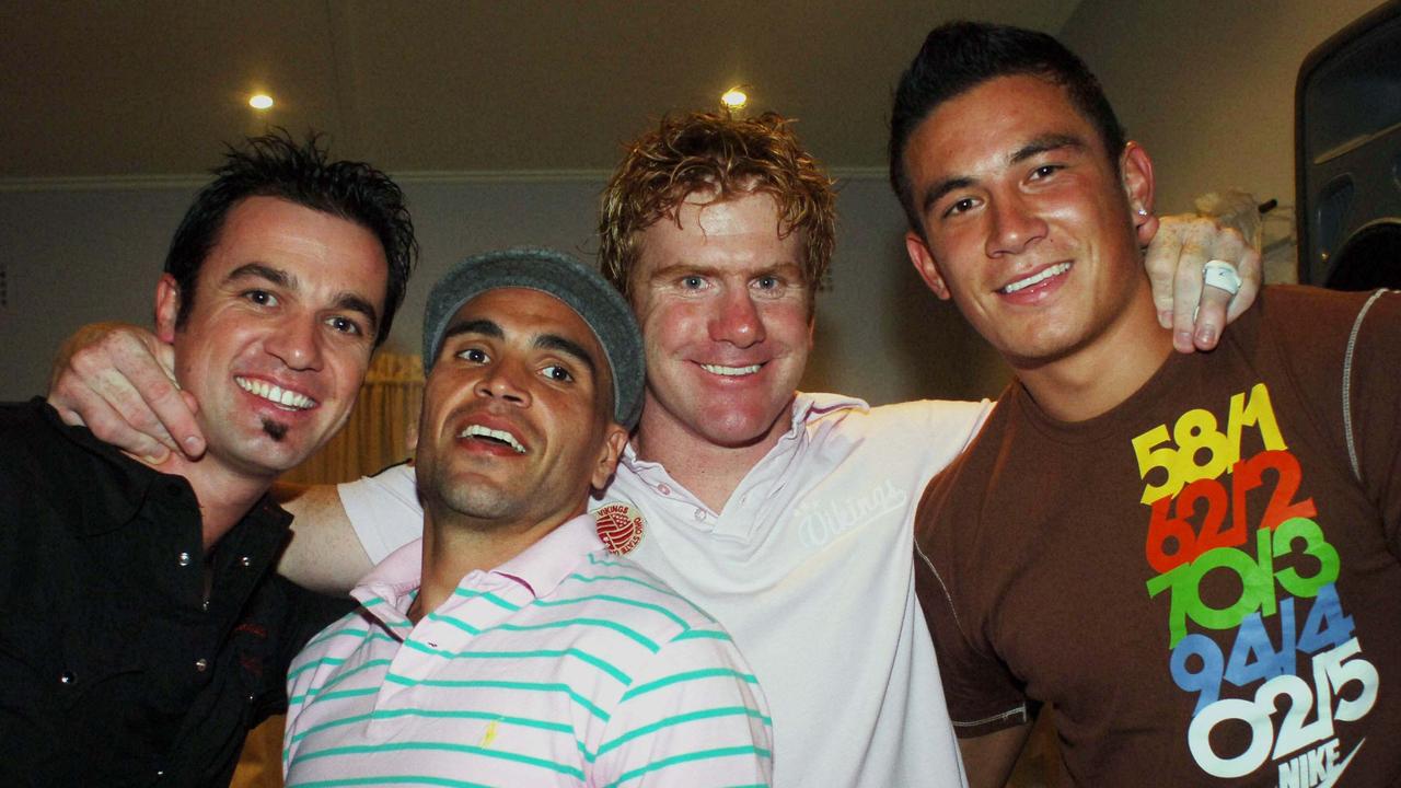 Lance Thompson (second right) and Anthony Mundine (second left) were friends for 25 years.