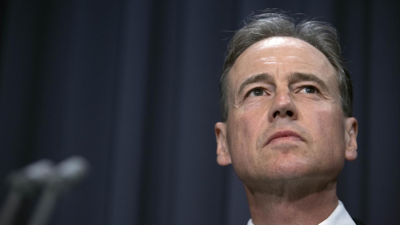 Health Minister Greg Hunt during a press conference in Canberra. Picture: NCA NewsWire / Gary Ramage