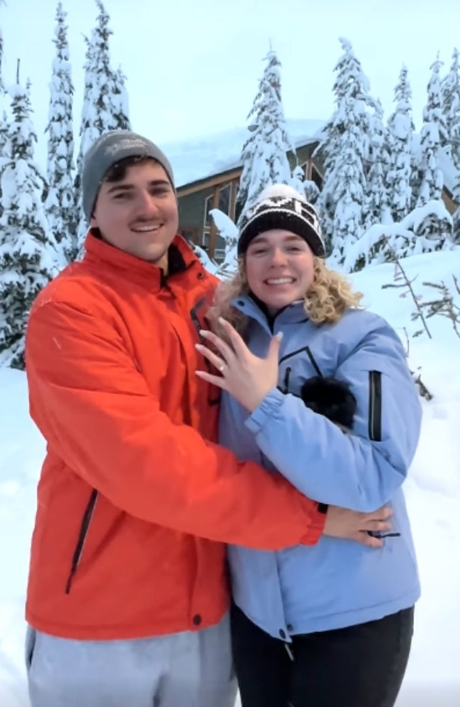 Zachary David Wilson and Lucy Milward the day of their engagement. Photo: Supplied