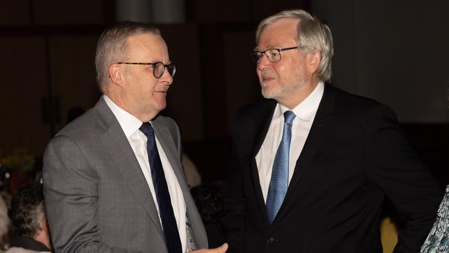 Prime Minister Anthony Albanese with former Prime Minister, Dr Kevin Rudd. Picture: NCA NewsWire / Gary Ramage