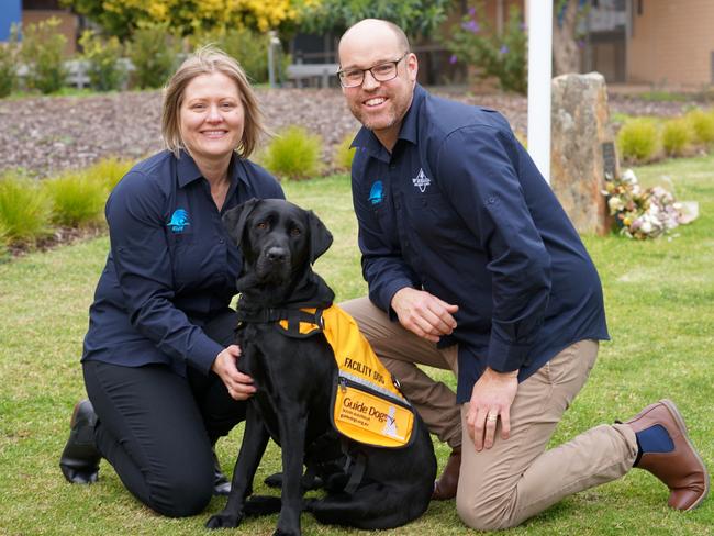 Public Education Awards tonight - Mandy and Paul Sherman from Wirreanda Secondary College with the school’s support dog Iris. Picture Supplied