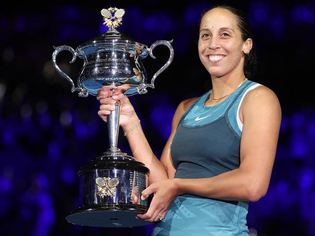 Madison Keys with the trophy. Picture: Getty Images