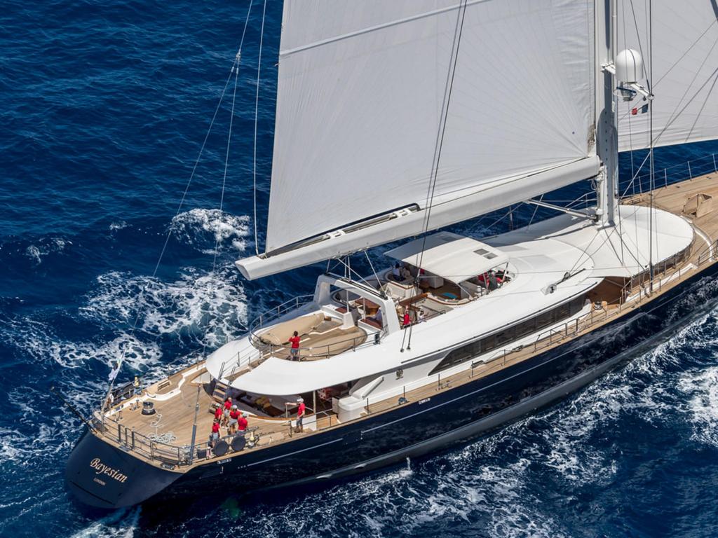 The luxury $59 million superyacht (above) was struck by a mini-tornado. Picture: Perini Navi Press Office/EPA/AAP