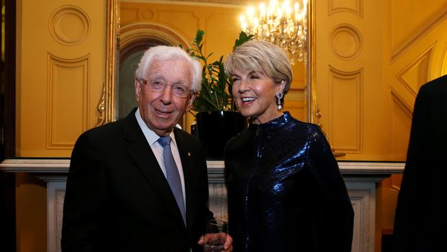 Frank Lowy and Julie Bishop. Picture: Jane Dempster