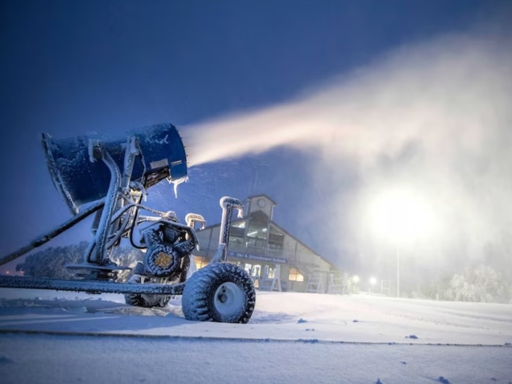 Mt Buller has 350 snow guns, five snow factories and uses about 230,000 cubic metres of water each to make snow. Picture: Buller Ski Lifts