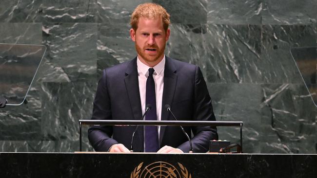 Prince Harry’s UN speech was froth, fluff and a farce. Picture: AFP