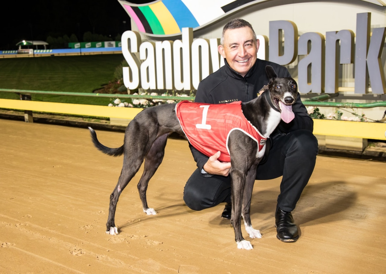 Jason Thompson with True Collinda following her slashing victory on Melbourne Cup night. Picture: Jason McKeown
