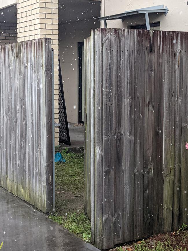 Signs of forced entry at 1 Christine Avenue in Miami. Picture: Keith Woods.